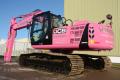 The eye-catching pink excavator which has just rolled off the product line at JCB Heavy Products in Uttoxeter