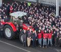 Members of the the Antarctica2 expedition team and the now-famous MF 5610 tractor which took them to the South Pole and back are welcomed home to Beauvais, France by the Massey Ferguson Beauvais workforce who built the tractor