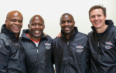 L-R: Kriss Akabusi, John Regis, Derek Redmond and Roger Black