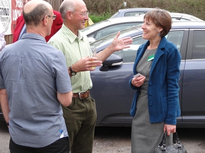 Clive Gravett and Lawrie Stevens of the Budding Foundation with Ann Taylor of Stroud Museum
