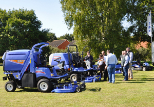 Split into manageable groups, the dealers are briefed on the latest Iseki mowing equipment