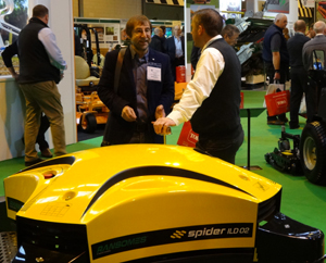 Brain Radam of the British Lawnmower Museum visiting the Ransomes stand