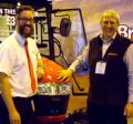 Nathan Walker of Branson Tractors with Glen Bellamy of Fentons of Bourne