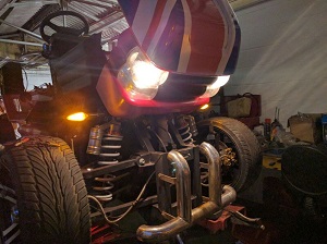 The team worked on the mower on evenings and weekends