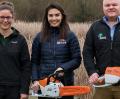 STIHL's PR and Communications Manager extraordinaire (who very sadly leaves the company today), Rebecca Rassie (centre) with Anna Charles and James Russell (Marston Vale)