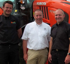 L-R: Stewart Whitlow, Dedicated Kubota Salesperson, Kevin Price, Kubota Dealer Manager, Andrew Dutton, Co-owner of K Farm Machinery