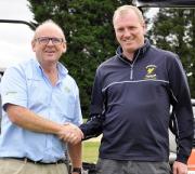 Simon Bingham from T.H. White, left, with Andrew Laing, Course Manager at Gaudet Luce Golf Club, right