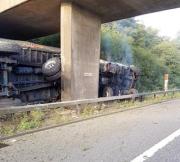 The crashed lorry
