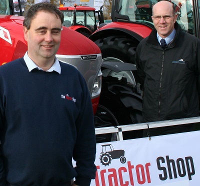 Sam Plowright (left) of dealers The Tractor Shop with Argo Tractor eastern area sales manager Tim Lawrence