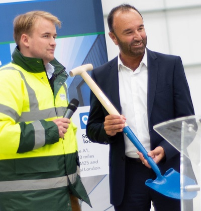 Des Boyd, Kramp's UK Sales Director, was given the blue spade by lead developer Gazeley’s representative James Atkinson