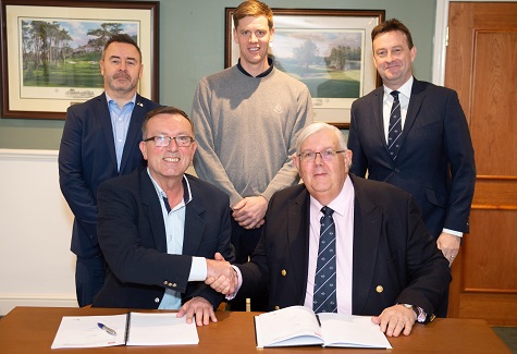 Front right, club chairman Alastair Wells with Reesink's regional manager Larry Pearman. From back left: Reesink Turfcare’s area retail sales manager Mike Taylor, course manager Michael Mann and club secretary Stuart Christie