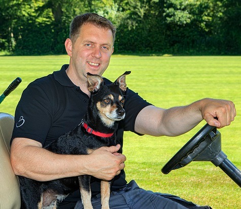 Course manager, Mark Byrne with his dog Bella