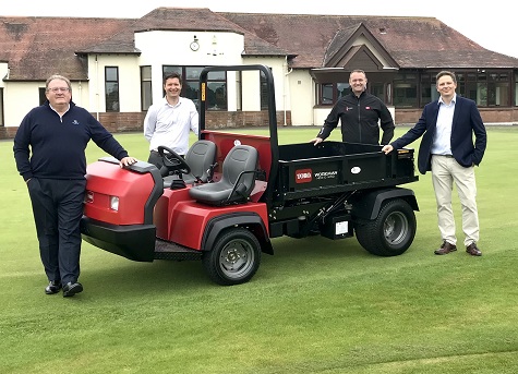 From left, course manager Brian Finlayson and manager David Addison from Kilmarnock Barassie Golf Club, with area sales specialist Gareth Rogers and branch manager Richard Green both from Reesink Turfcare