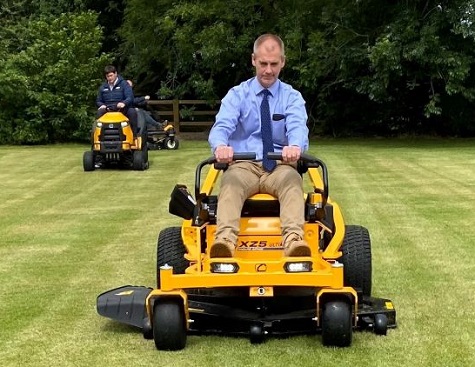 Robert D. Webster managing director, Mike Cowell and sales team member, Will Wainwright testing Cub Cadet machines