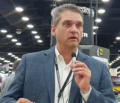 Todd Teske, chairman, president and CEO of Briggs & Stratton speaking at last October's GIE+EXPO exhibition in Louisville, Kentucky