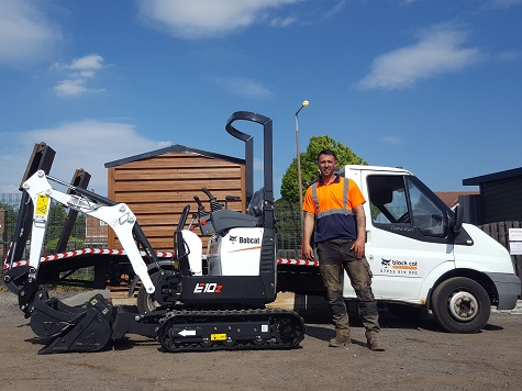 Jack Lycett of Black Cat Plant Hire with one of the new Bobcat E10z mini-excavators