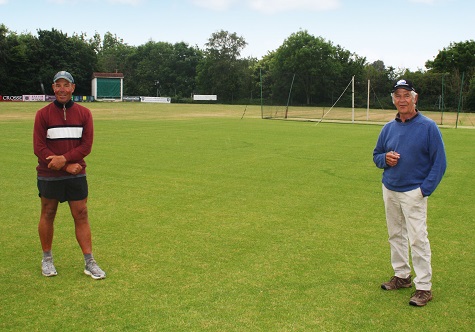 Andy Ellett (right) with volunteer groundsman Steve Hinde (left)