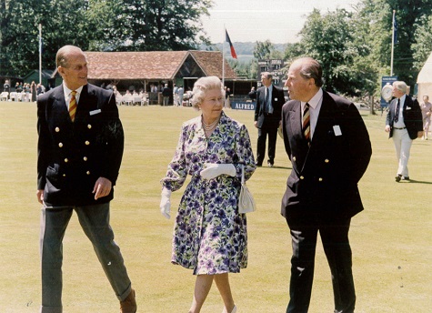 HRH The Duke of Edinburgh and HM The Queen at a NPFA charity cricket match