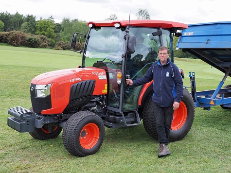 Course Manager Richard Eldersfield with the new Kubota L2-622