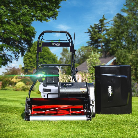 Cobra Fortis cylinder lawnmower powered by EGO