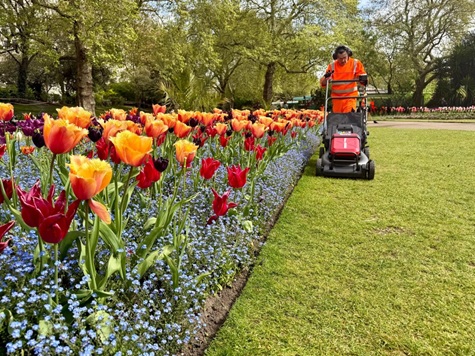 The battery-powered machinery in use Westminster