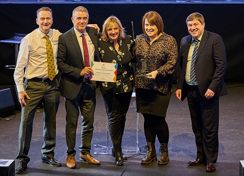 L-R: Campey's Richard Heywood, product specialist; Brian O'Shaughnessy product specialist; Mandy Caton administration, Julia Campey managing director; and Joe Brennan, managing director of award sponsor Bio Pharma Dynamics